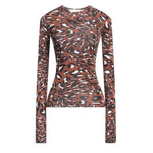 Alexandre Vauthier Brown Leopard Animal Print Long Sleeve Crewneck‎ Tee Size L